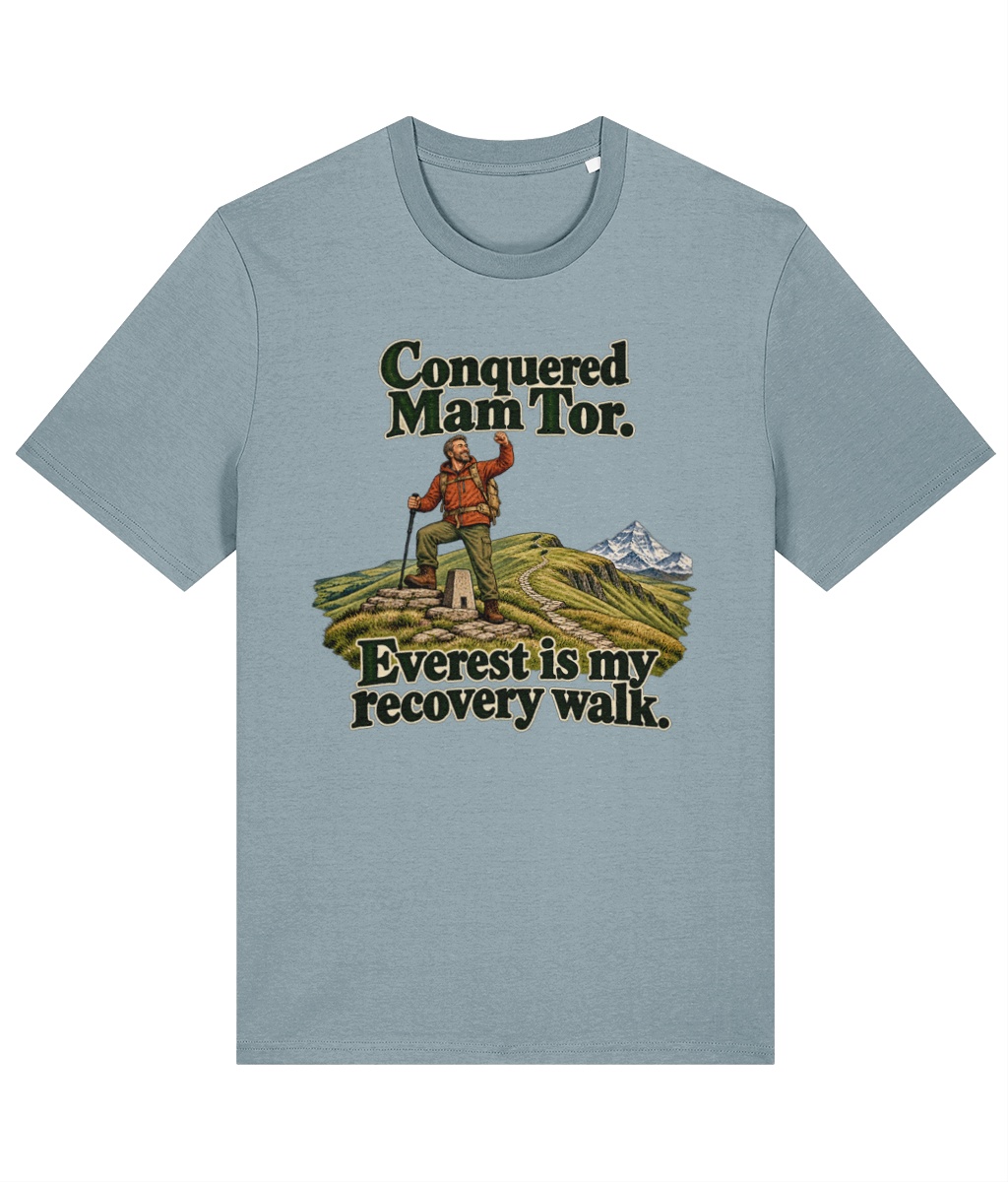 Uphill Society Conquered Mam Tor hiking graphic T-shirt